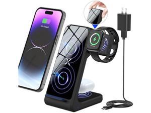 Acksonse Wireless Charging Station 3 in 1 Wireless Charger Stand Fast Wireless Charging Dock for iPhone11121314ProXMaxXSXR8Plus for Apple Watch234567SE for Airpods 32Pro Black