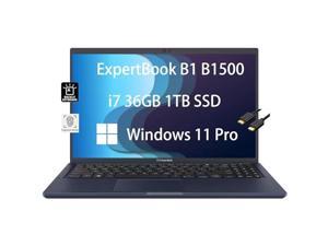 ASUS ExpertBook B1 B1500 Business Laptop 156 FHD Intel Core i71165G7 36GB RAM 1TB PCIe SSD Fingerprint Backlit 3Yr Warranty IST Cable Ethernet WiFi 6 Webcam Win 11 Pro Star Black
