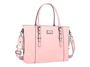 MOSISO PU Leather Laptop Tote Bag for Women 1516 inch Rose Quartz