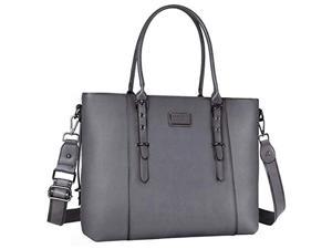 MOSISO PU Leather Laptop Tote Bag for Women 17173 inch Gray