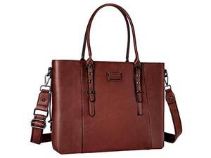 MOSISO PU Leather Laptop Tote Bag for Women 17173 inch Brown
