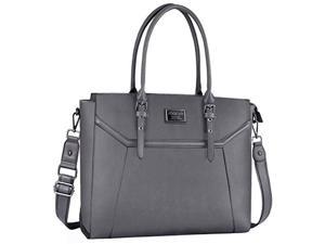 MOSISO 17 inch Women Laptop Tote Bag with Shockproof Compartment Gray