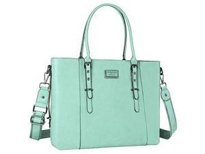 MOSISO PU Leather Laptop Tote Bag for Women 1516 inch Mint Green