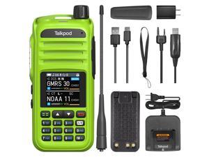 Talkpod A36Plus GMRS Radio HAM Radio FRS Handheld Two Way Radio LicenceFree Walkie Talkies for Adults Long Range with VHF UHF Airbands Receive 5W Output 512 Channels 144inch Color Screen Green