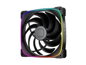 Geometric Future Squama 2503 RGB PWM Fan - 140mm - 1 Pack  Performance & Silent Balance - Dual Lighting Loop - 5V 3pin addressable RGB - 4pin PWM - Black (GEO-S2503B-14S)