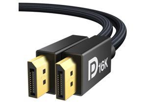 IXEVER DisplayPort Cable 2.1 DP2.0 80Gbps Support 16K@60Hz 8K@120Hz  4K@240Hz HDR10, HDCP, DSC 1.2a, Braided Display Port Cable Cord Compatible  FreeSync G-Sync Video Card Monitor, 10FT 