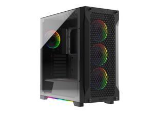 GAMDIAS ATX Mid Tower Gaming PC RGB Case w/Tempered Glass and Excellent Airflow Design & 4 x 120mm ARGB Fans, Support Top & Front 360mm AIO and Vertical GPU Mount