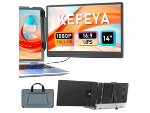 KEFEYA Laptop Screen Extender, 14" Portable Monitor for Laptops 13-17", 1080P FHD IPS Monitor Extender for Laptop with USB-C/HDMI Port, Plug n Play for Windows/Chrome/Mac/Switch/PS5