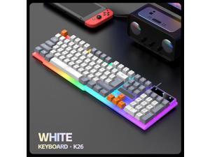 Computer Desktop Gaming Keyboard And Mouse Rainbow LED Backlit Mechanical Feel(WHITE)