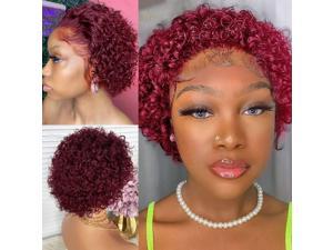 Lace Front Wigs Sedittyhair Short Curly Wigs For Black Women Human Hair 13X1 HD Lace Front Wigs Human Hair Glueless Human Hair Wigs Pre Plucked Bleached Knots Wig With Hand Tied Hairline 6InchNC