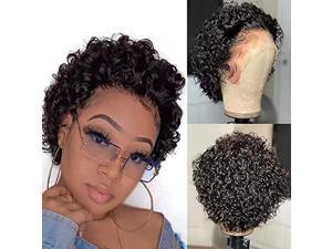 Pixie Cut Lace Front Wigs Sedittyhair Short Curly Wigs For Black Women Human Hair 13X1 HD Brazilian Virgin Human Hair Wigs Glueless Human Hair Wigs Pre Plucked Bleached Knots Wig With Natural Hairline