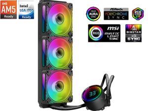 360mm CPU Liquid Cooler,Water Cooler with Temperature Display Screen,360mm Radiator ARGB & PWM Case Fans,LGA115X/1200/1700/1366/2011 / 2066,  AM5 / AM4 ,Black 3 Fan Slots (120 mm)