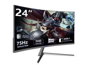 Sealan 24 inch Curved Computer Gaming Monitor 75Hz Refresh Rate 16:9 Aspect Ratio Ergonomic Tilt & VESA Compatible - Home Office Sync FHD 1920x1080p Visual Experience for Work & Play