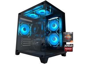 YAWYORE Gaming Desktop Computer PC,AMD Ryzen 5 5600GT,16GB RAM and 1TB M.2 NVMe PCle4.0,ARGB FAN,WiFi+BT5.0,Game Design Office console,Sea View Room,Prebuilt Gaming PC Tower