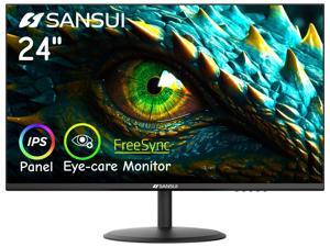 SANSUI Computer Monitor 24 inch IPS Eye Care 1080P Display HDMI,VGA Ports with 178deg Viewing Angle/Frame-Less/Tilt/VESA Compatible for Office and Home