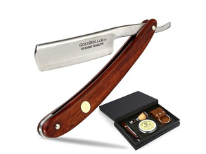 Straight Razor GOLD DOLLAR Wooden Handle Retro Shaving For Men & Barber Shaving Ready Without Stabilizer