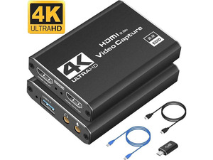 4K 1080P 60FPS Video Capture Card, HDMI to USB/Type-C Live Gamer Capture Card , Ultra-Low Latency for Streaming and Recording, Work with Nintendo Switch, PS5, PS4, Xbox One, PC