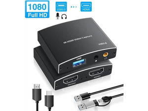 USB3.0 4K60 HDMI Video Capture Card, 1080P 60FPS HD Game Capture Device Cam Link with HDMI Passthrough Work with Xbox PS5 PS4 Switch DSLR for OBS Twitch Live Streaming and Recording