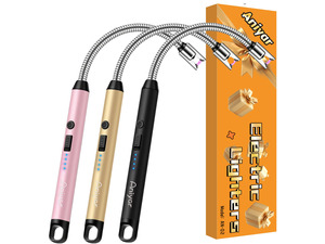 3 Pack Electric Lighter with 360&deg; Flexible Neck & LED Display, Birthday Gifts for Women Mom Men Wife, Rechargeable USB Arc Long Candle Lighters for Candle Camping BBQ