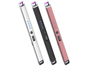 3 Pack Electric Candle Lighter USB Rechargeable Lighters Windproof Plasma Arc Lighters Flameless Type C Long Lighter with Safety Switch for Candle BBQ Camping Birthday Fireworks