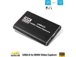 4K USB 3.0 HDMI Video Capture Card with 4K Loop-Out, 1080P 60FPS Game Video Grabber for PS3 PS4 Xbox One DSLR Camcorders Action Cam Recording Streaming