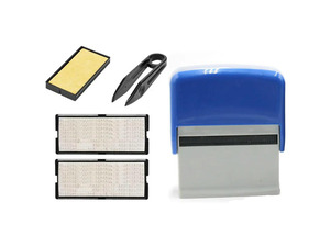 2Set Self Inking Stamp Set Custom DIY Business Name Number Address Printing Rubber Stamp With Tweezers Kit Blue & Red