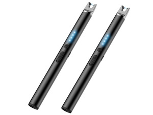 2 Packs Lighters Electric Candle Lighter Rechargeable Long Lighters Matches | Windproof Flameless Arc Lighters with Safety Lock for Grill BBQ Camping Birthday Stocking Stuffer Christmas.