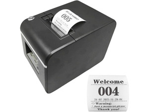 Auto-Cutter Ticket Printer Take a Number Dispenser 57mm Receipt Ticket Thermal Printer Can Edit Text via PC Show 3-Digits Waiting Number for Queue