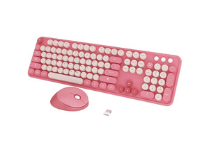 Wireless Keyboard,KOOTOP Cute Colorful 104 Keys Typewriter Retro Round Keycaps Keyboard for PC Laptop,Desktop,Windows, Home and Office Keyboards(Pink)