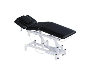 2-Motor Electric Massage Table for Physical Therapy (Black) | Professional Treatment & Medical Exam Table with Wheels, 3-Section Angle & Height Adjustable for Facial, Tattoo, Waxing