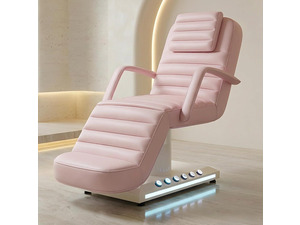 Electric Massage Table with LED Light, Adjustable Facial Bed with Foot Control for Spa, Tattoo, Waxing, and Eyelash Extension, Removable Headrest and Armrest, 90&deg; Back & Leg Adjustment (Pink)