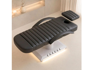 Electric Massage Table with LED Light, Adjustable Facial Bed with Foot Control for Spa, Tattoo, Waxing, and Eyelash Extension, Removable Headrest and Armrest, 90&deg; Back & Leg Adjustment (Black)