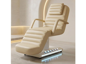 Electric Massage Table with LED Light, Adjustable Facial Bed with Foot Control for Spa, Tattoo, Waxing, and Eyelash Extension, Removable Headrest and Armrest, 90&deg; Back & Leg Adjustment (Beige)
