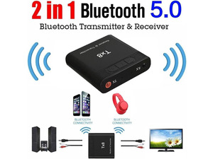2 In 1 Bluetooth 5.0 Transmitter Receiver, Wireless Audio Bluetooth Adapter Repeater Dongle for Car, PC, Computer, Windows