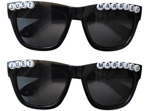 2 Pcs Groom Sunglasses, Black Plastic Funny Party Props, Wedding Bridal Shower Celebration Accessories