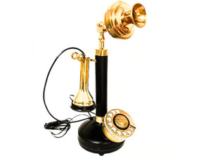 Black & Brass Handmade Replica Old Model Rotary Dial Telephone Home & Office Decor Modern Look Old Retro Candlestick Phone Ornamental Phone