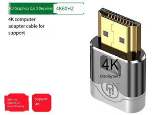 HDMI & DisplayPort Virtual Display Adapter 4K@60Hz, Headless Ghost Display Emulator, Plug-and-Play Virtual Monitor Dongle for Remote Desktop, GPU Mining and Multi-GPU Servers
