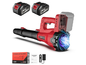 Leaf Blower Cordless with 2 x 4.0Ah Battery and Charger, 160MPH/580CFM High Power Lightweight Handheld Electric Leaf Blower with 2 Extended Tubes for Lawn,Yard Garden, Leaves, Dust, Snow Care (Red)