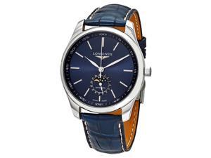 Longines Master Collection Automatic Stainless Steel Blue Dial Blue Leather Strap Moonphase Date Mens Watch L2.919.4.92.0