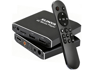 4K Ultra HD Digital Media Player with Remote Control, Supports HDD/USB Drive/Micro SD (TF), H.265/HEVC/H.264, MKV/MP4/AVI/PPT, MP3/JPG, HDMI/AV/Optical, Auto Play/Resume/Loop, Digital Signage Player