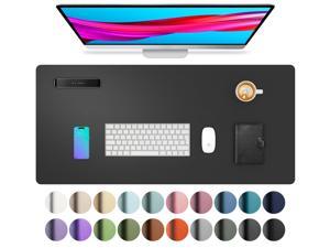 Leather Office Desk Pad Protector, Non-Slip PU Leather Desk Blotter, Waterproof Laptop Writing Mouse Pad for Office and Home, Black, 31.5" x 15.7"