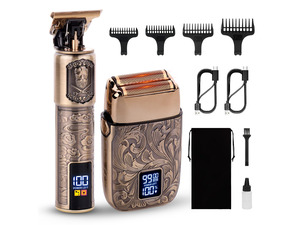 Foil Shaver and Beard Hair Trimmer Set, Men Electric RazorMens Gifts | 6500-7500RPM Head Shavers for Bald, Zero-Gap, Type-C, LED Display, T-Blade Line Versatile for Mustache, Stubble & Crisp Edge