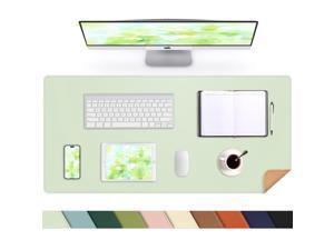 Cork Desk Mat 35.4" x 17", Dual-Sided Natural Cork & PU Leather Desk Pad, Non-Slip Waterproof Large Mouse Pad for Office, Home & Gaming (Light Green)