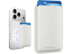 Magnetic Wallet Cell Phone Card Holder for Phone Case with Mag-Safe, Stronger Magnetic RFID Leather Phone Wallet Stick on Series of iPhone 17/16/15/14/13/12 and Pro/Promax, White