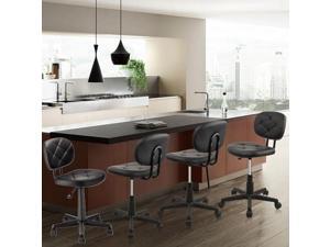 KLASIKA Rolling Stool Chair with Backrest Leather Swivel Salon Spa Stools, Adjustable Height Work Garage Chairs for Home Bar Desk Computer, 4PK