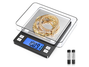 Digital Jewelry Scale, 1000g&times;0.01g High Precision Gram Scale | Small & Portable Gold Scale with Hold, Tare & Counting Function, Precise for Gold, Bullion, Coins, Gemstones & Crafts, Black