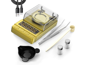 Gold Milligram Scale 100g x 0.001g, Digital Powder Scale for Jewelry | Hobby Use, 20g Calibration Weight, Tare, Counting, 6 Units, USB/Battery Powered, Portable Scale for Powder and Small Items