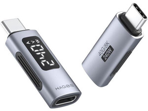 Hagibis LED Display USB C Adapter 240W 40Gbps 8K@60Hz, USB4 Connecter for Thunderbolt 4/3, iPhone 16 15 Pro Max, Current Voltage Fast Charging Monitoring Display Tester Detector (TUA04)