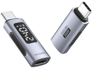 Hagibis LED Display USB C Adapter 240W 40Gbps 8K@60Hz, USB4 Connecter for Thunderbolt 4/3, iPhone 16 15 Pro Max, Current Voltage Fast Charging Monitoring Display Tester Detector (TUA04)