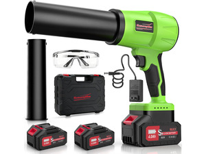 Brushless Leaf Blower Cordless, 980,000RPM, with 2 Batteries and Charger, Adjustable Speed, Lightweight, Electric Handheld Blower Portable for Patio Cleaning, Lawn Care, Yard, Leaves, Dust
